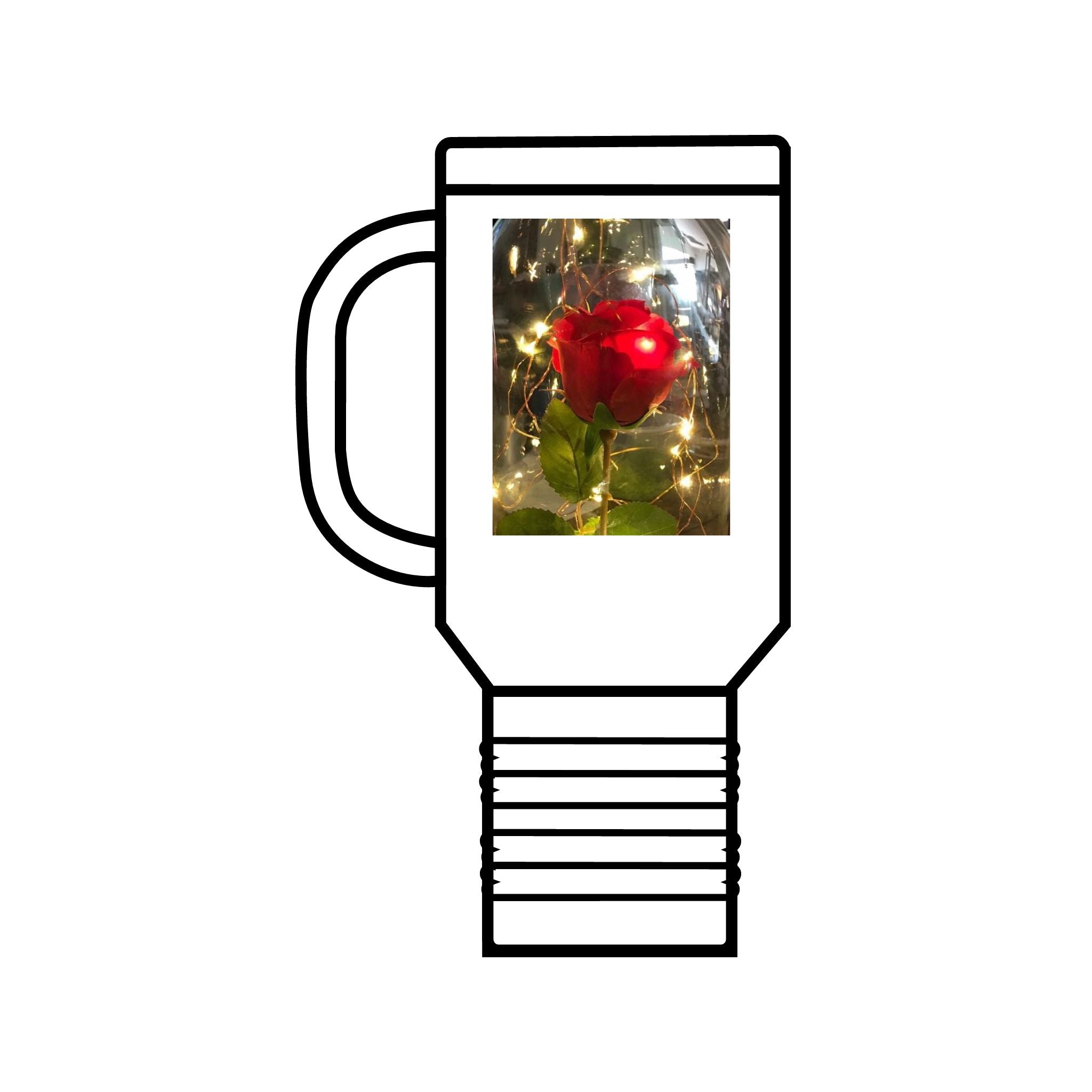 Romantic Insulated Travel Mug - 40oz with Rose Design